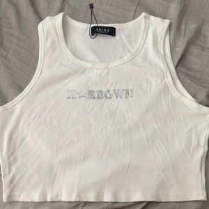 AKIRA Ivory Ribbed Tank Top